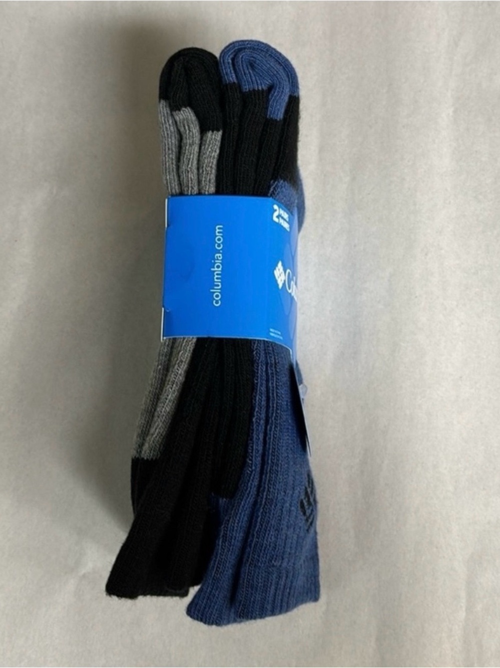 New Columbia Socks Men’s 2 Pairs Blue & Black Wool Blend Crew Socks Casual - Picture 3 of 13